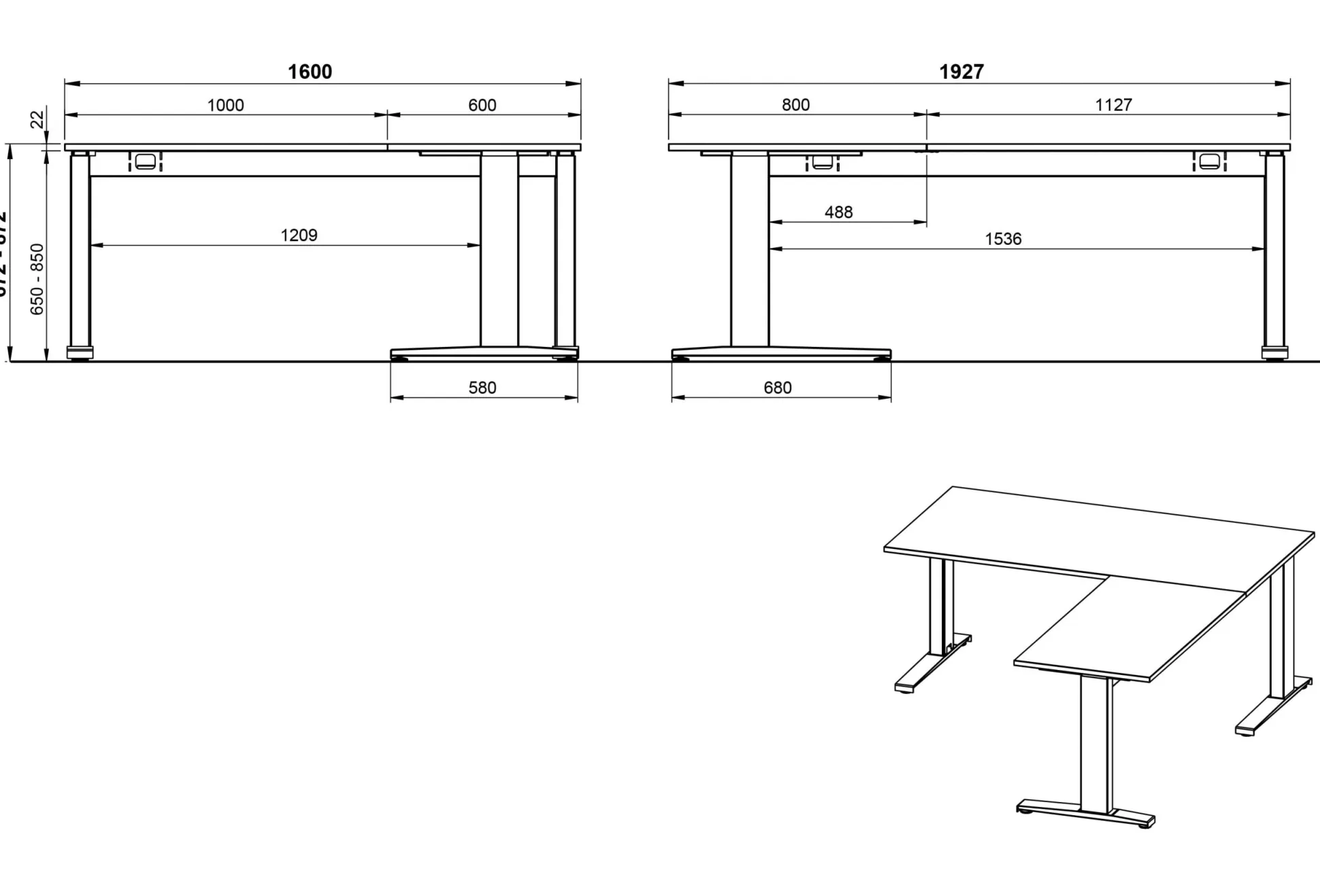 Aanbouwtafel Ergonoma Lichtgrijs