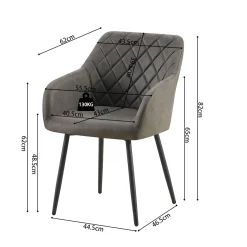 Armstoel Arno Grijs – Set van 2