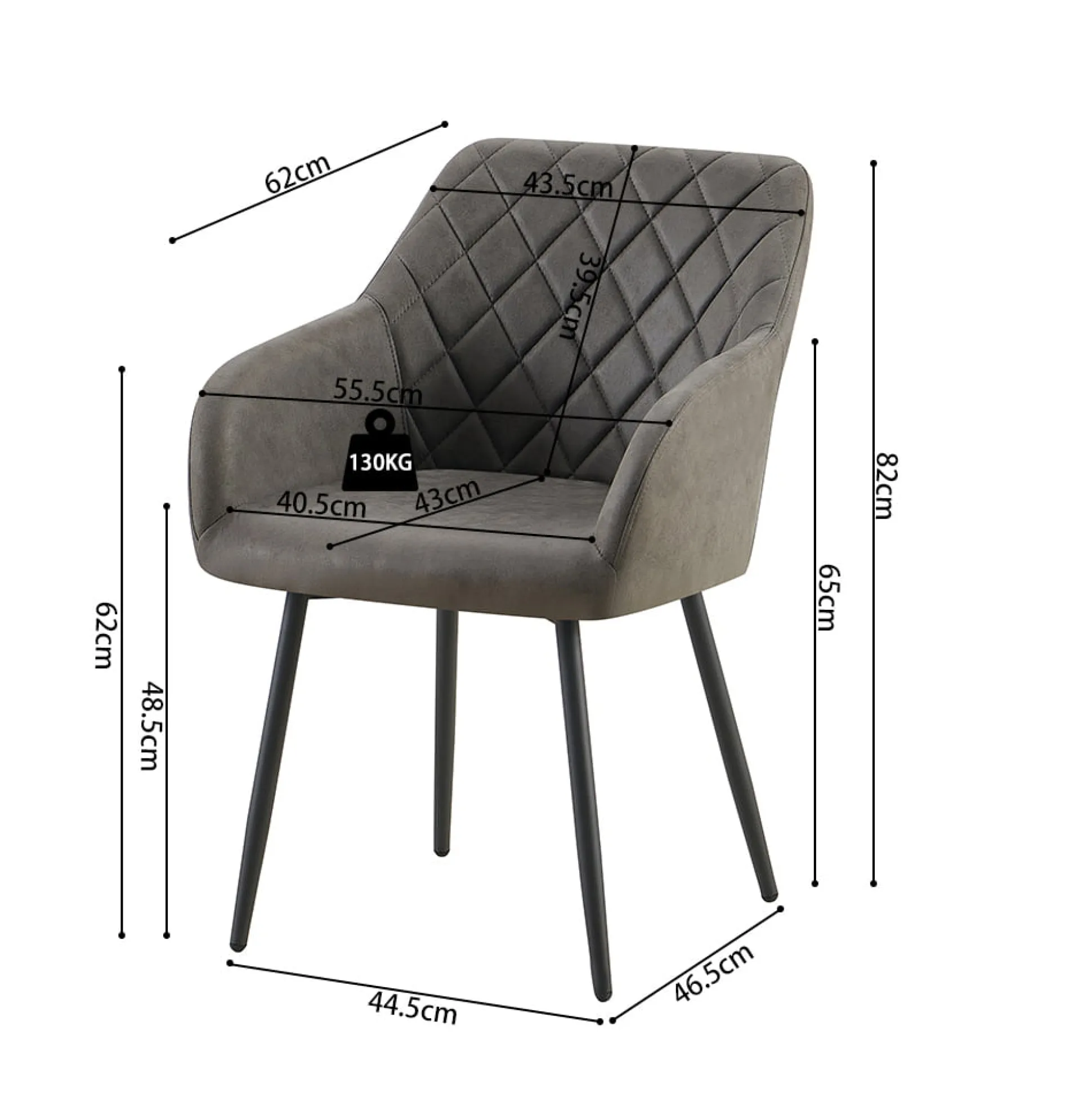 Armstoel Arno Grijs – Set van 2