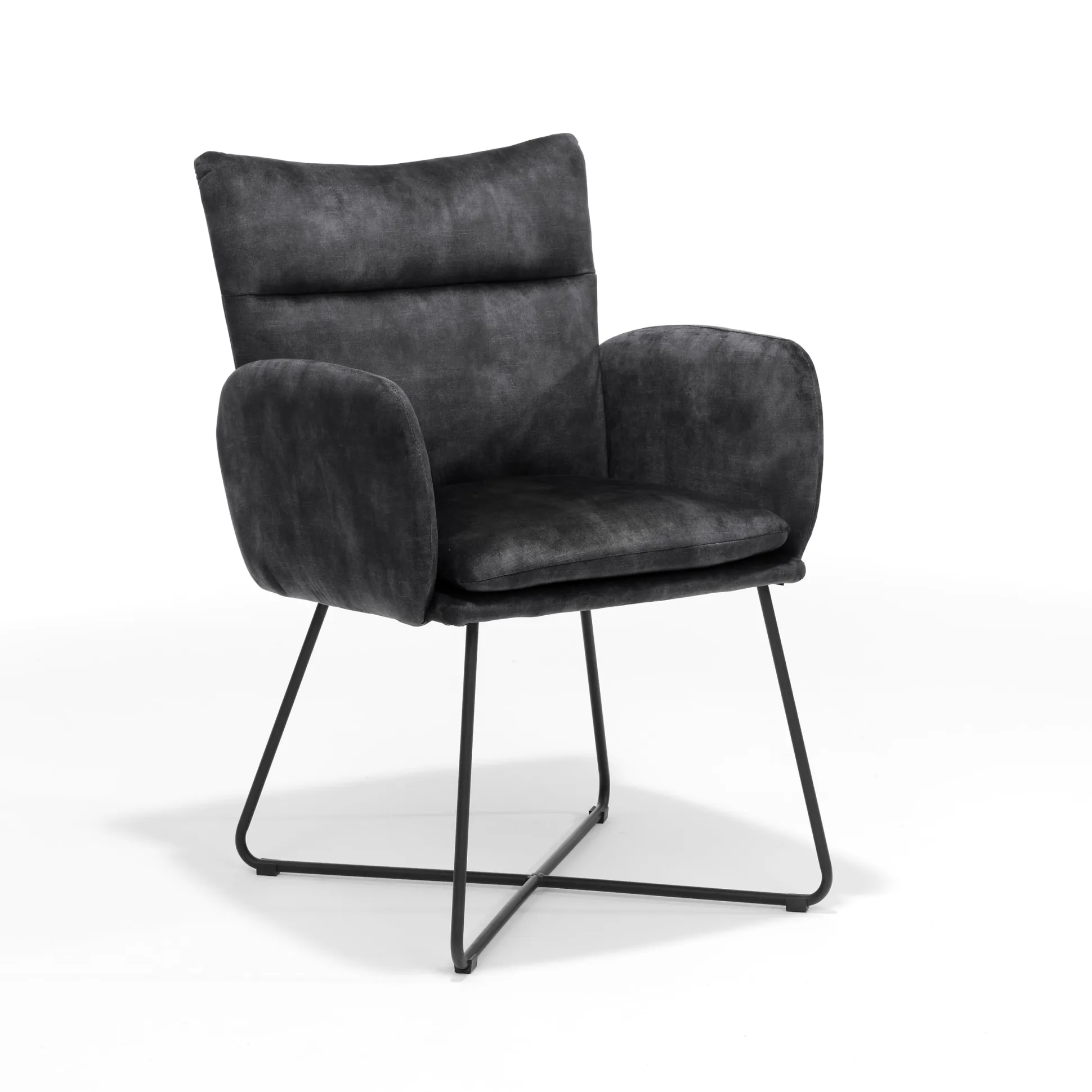 Armstoel Elisa Antraciet – Set van 2
