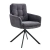 Armstoel Heleen Grijs Ribstof – Set van 2