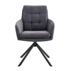 Armstoel Heleen Grijs Ribstof – Set van 2