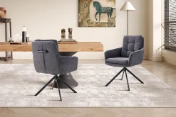 Armstoel Heleen Grijs Ribstof – Set van 2