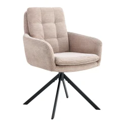 Armstoel Heleen Zand Ribstof – Set van 2