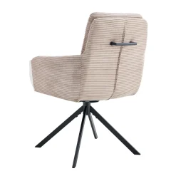 Armstoel Heleen Zand Ribstof – Set van 2