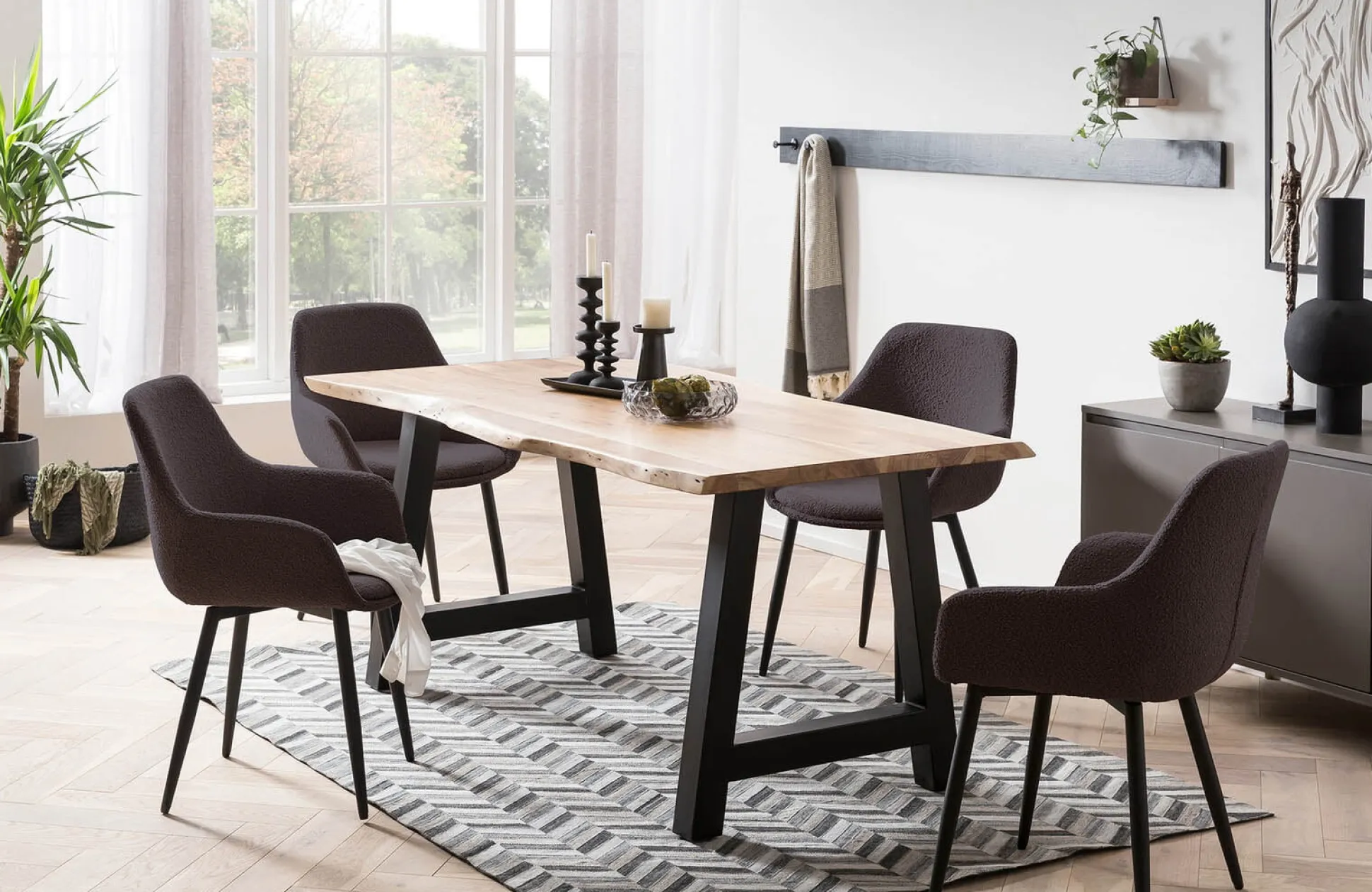 Armstoel Kate Antraciet Bouclé – Set van 2