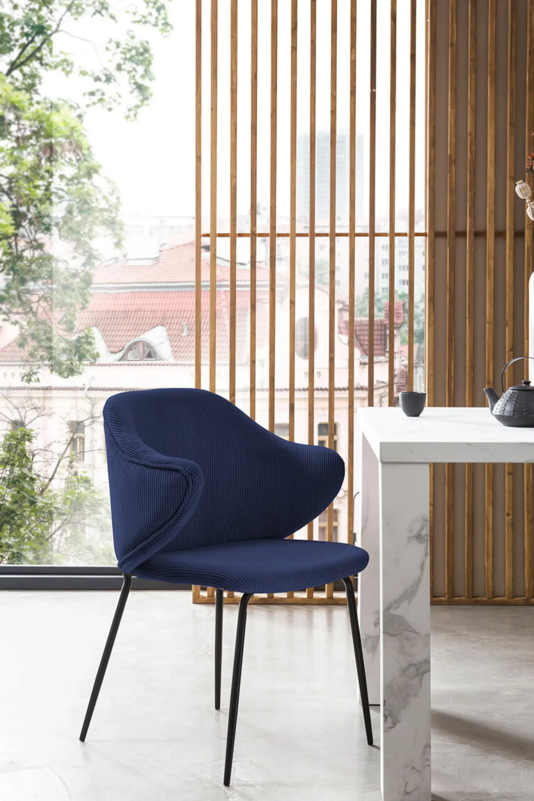 Armstoel Novi Blauw – Set van 2