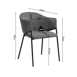 Armstoel Vieve Donkergrijs Ribstof – Set van 2