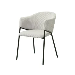 Armstoel Vieve Lichtgrijs Ribstof – Set van 2