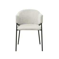 Armstoel Vieve Lichtgrijs Ribstof – Set van 2