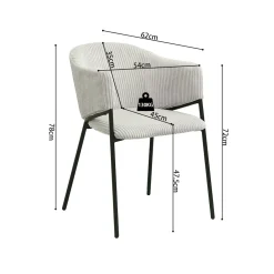 Armstoel Vieve Lichtgrijs Ribstof – Set van 2