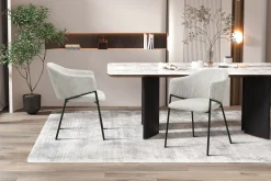 Armstoel Vieve Lichtgrijs Ribstof – Set van 2