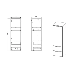 Badkamer Kolomkast Waldorf Grafiet 111 cm