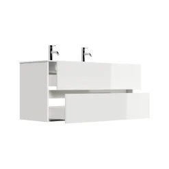 Badmeubel Phoenix Wit Hoogglans Dubbele Kraan 120 cm