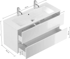 Badmeubel Phoenix Wit Hoogglans Dubbele Kraan 120 cm