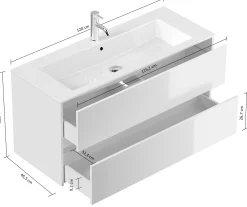 Badmeubel Phoenix Wit Hoogglans Enkele Kraan 120 cm