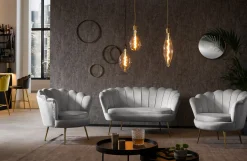 Bank Chanelle Velvet Lichtgrijs 136 cm