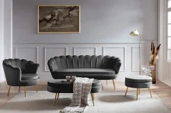 Bank Chanelle Velvet Zwart 180 cm