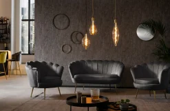 Bank Chanelle Velvet Zwart 136 cm