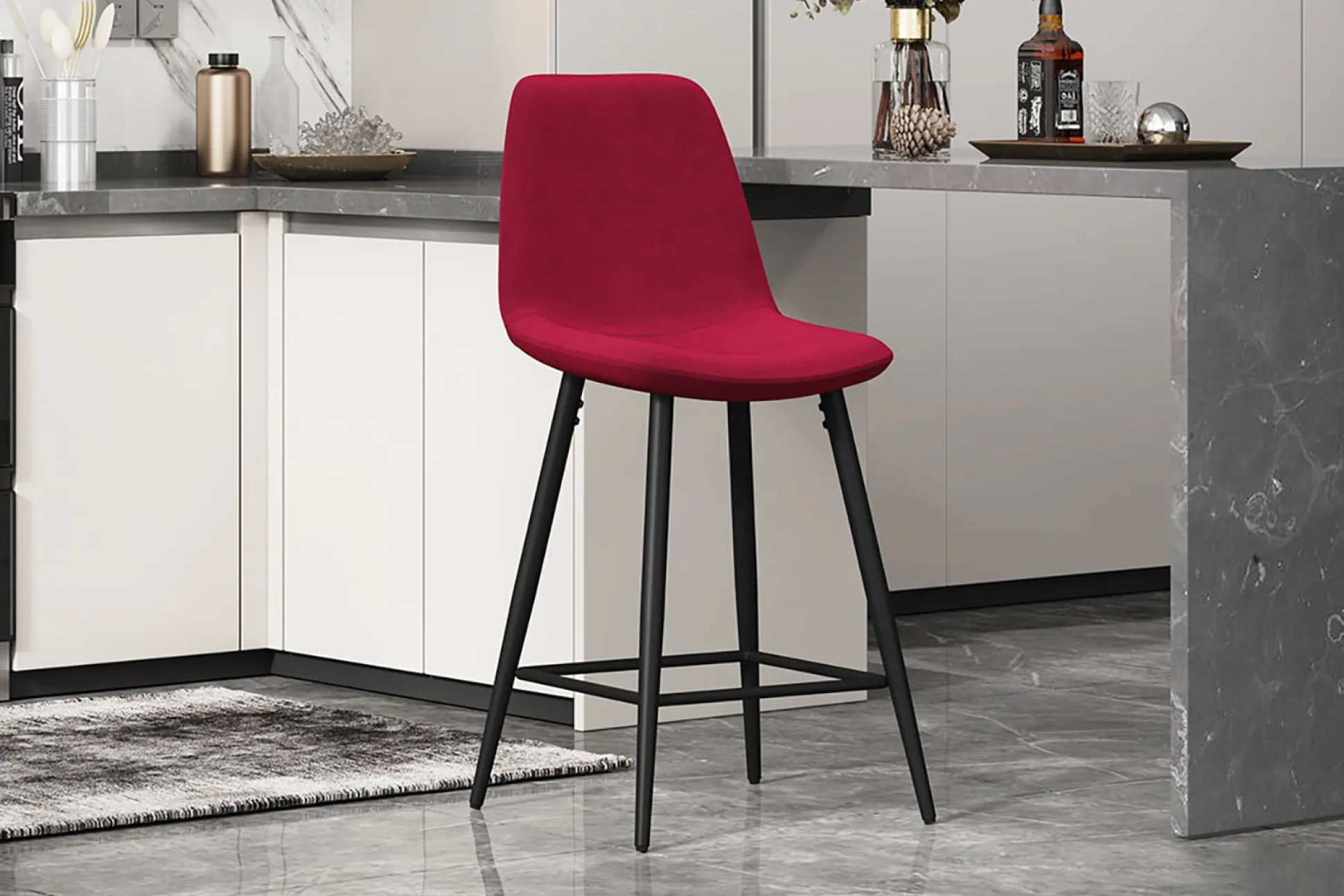 Barkruk Aylin Bordeaux – Set van 4