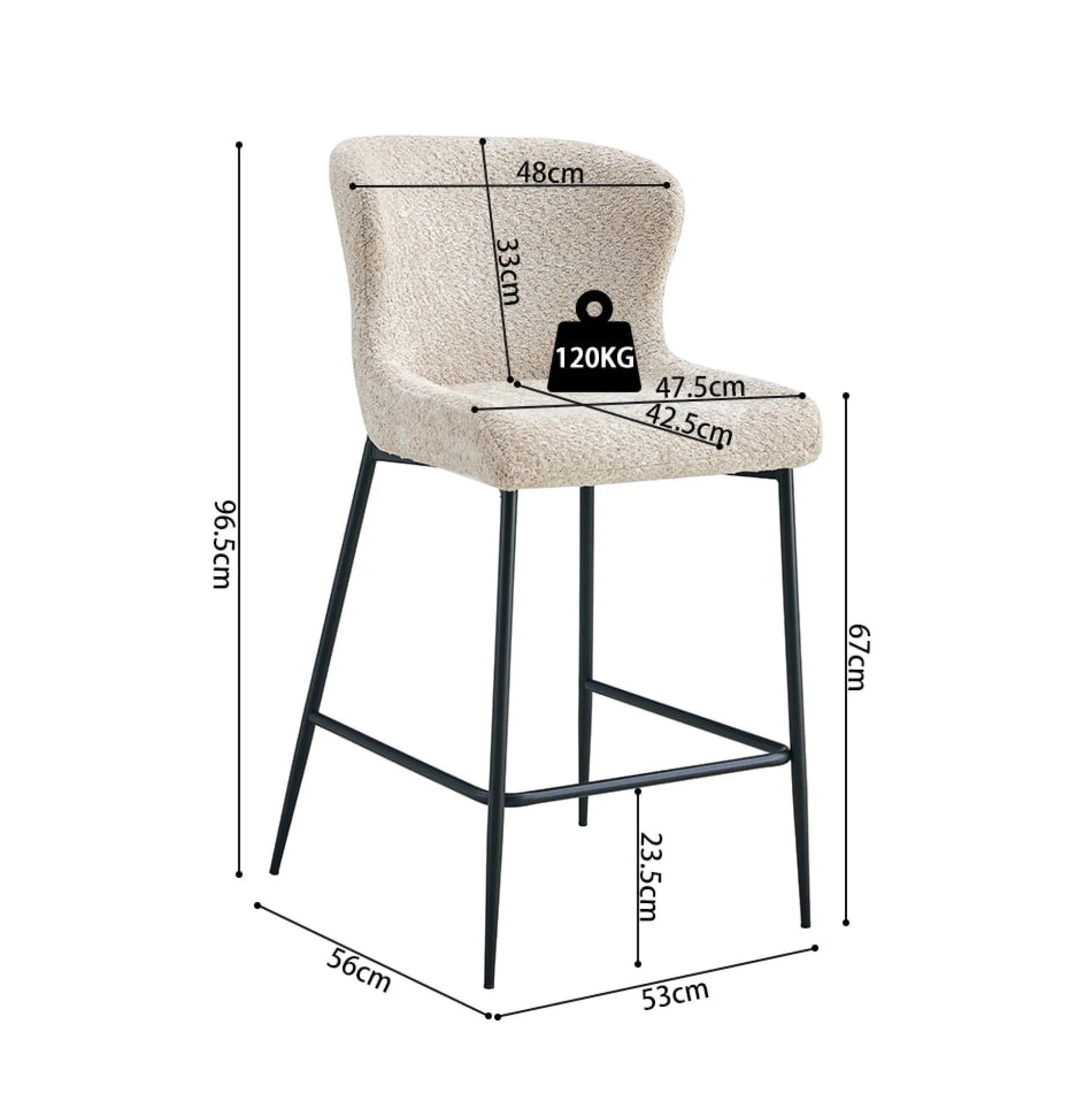 Barkruk Jolie Bouclé Beige – Set van 2