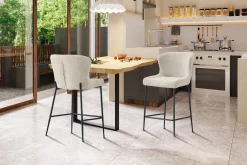 Barkruk Jolie Bouclé Beige – Set van 2