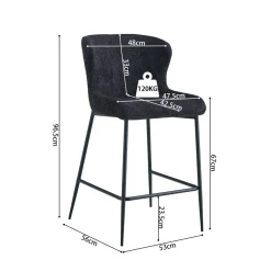 Barkruk Jolie Bouclé Donkergrijs – Set van 2