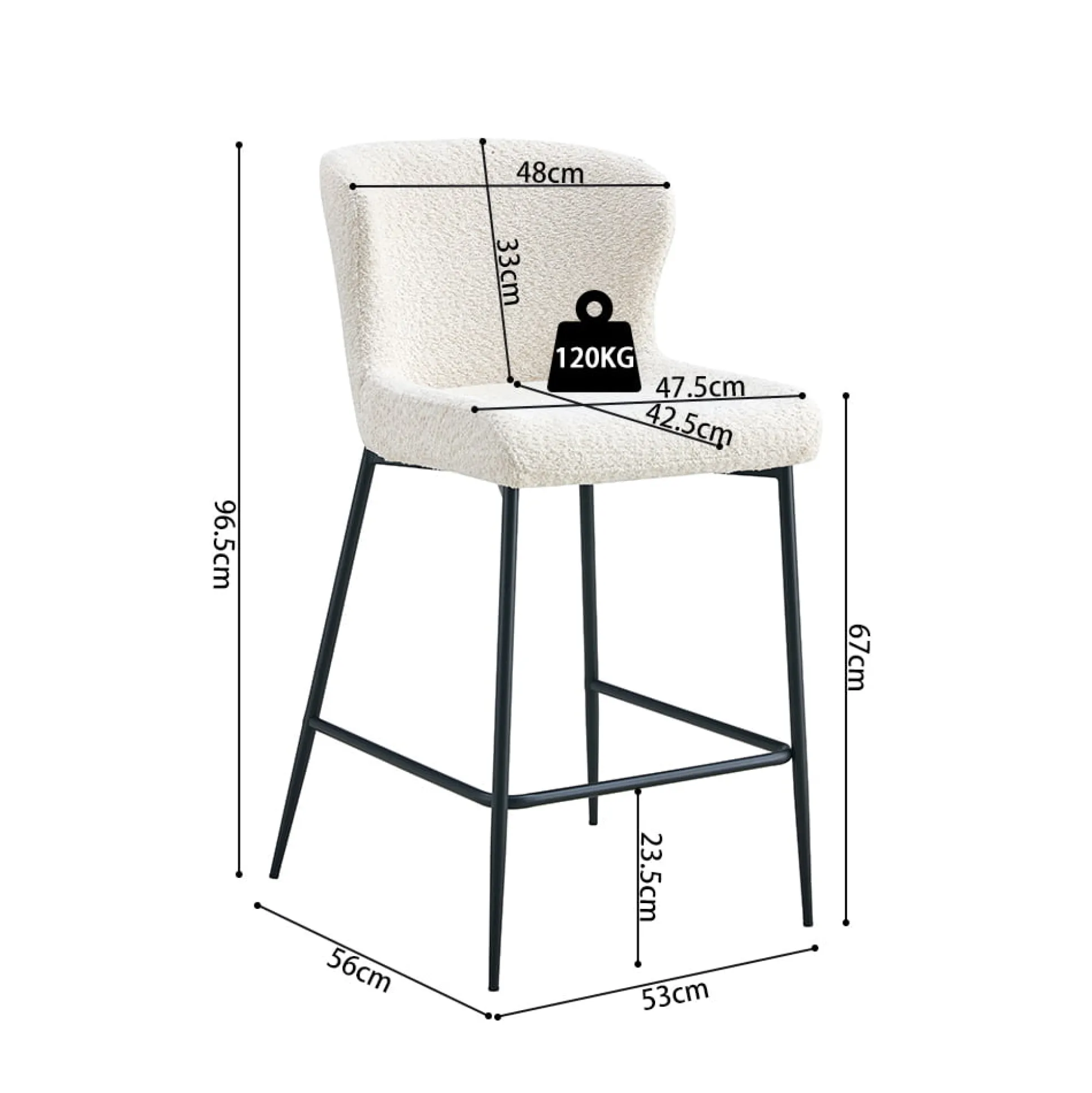 Barkruk Jolie Bouclé Ecru – Set van 2