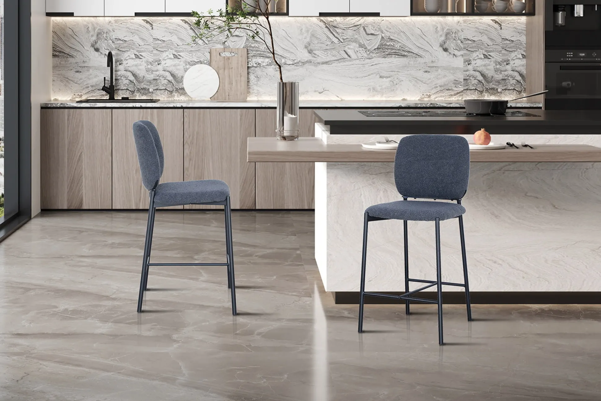 Barkruk Killian Donkergrijs – Set van 2