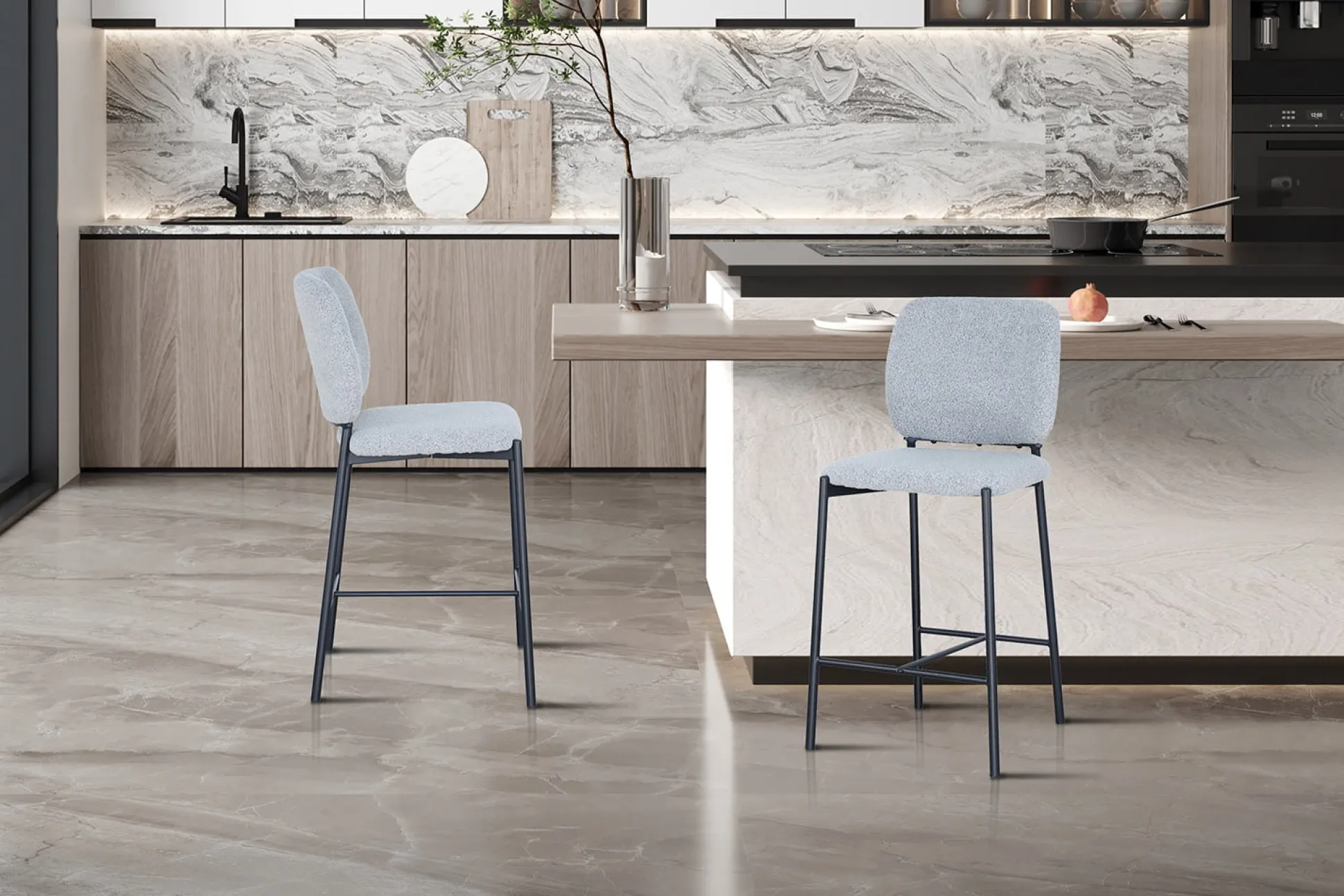 Barkruk Killian Lichtgrijs – Set van 2