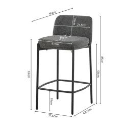 Barkruk Lylou Grijs Stof – Set van 2