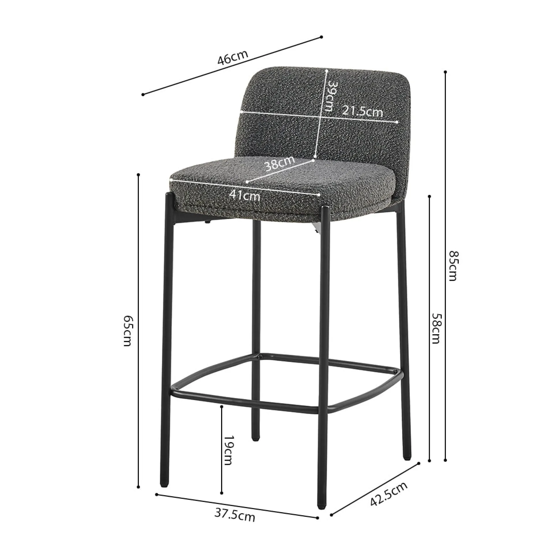 Barkruk Lylou Grijs Stof – Set van 2
