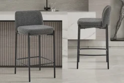 Barkruk Lylou Grijs Stof – Set van 2