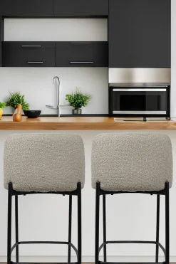 Barkruk Lylou Zand Stof – Set van 2