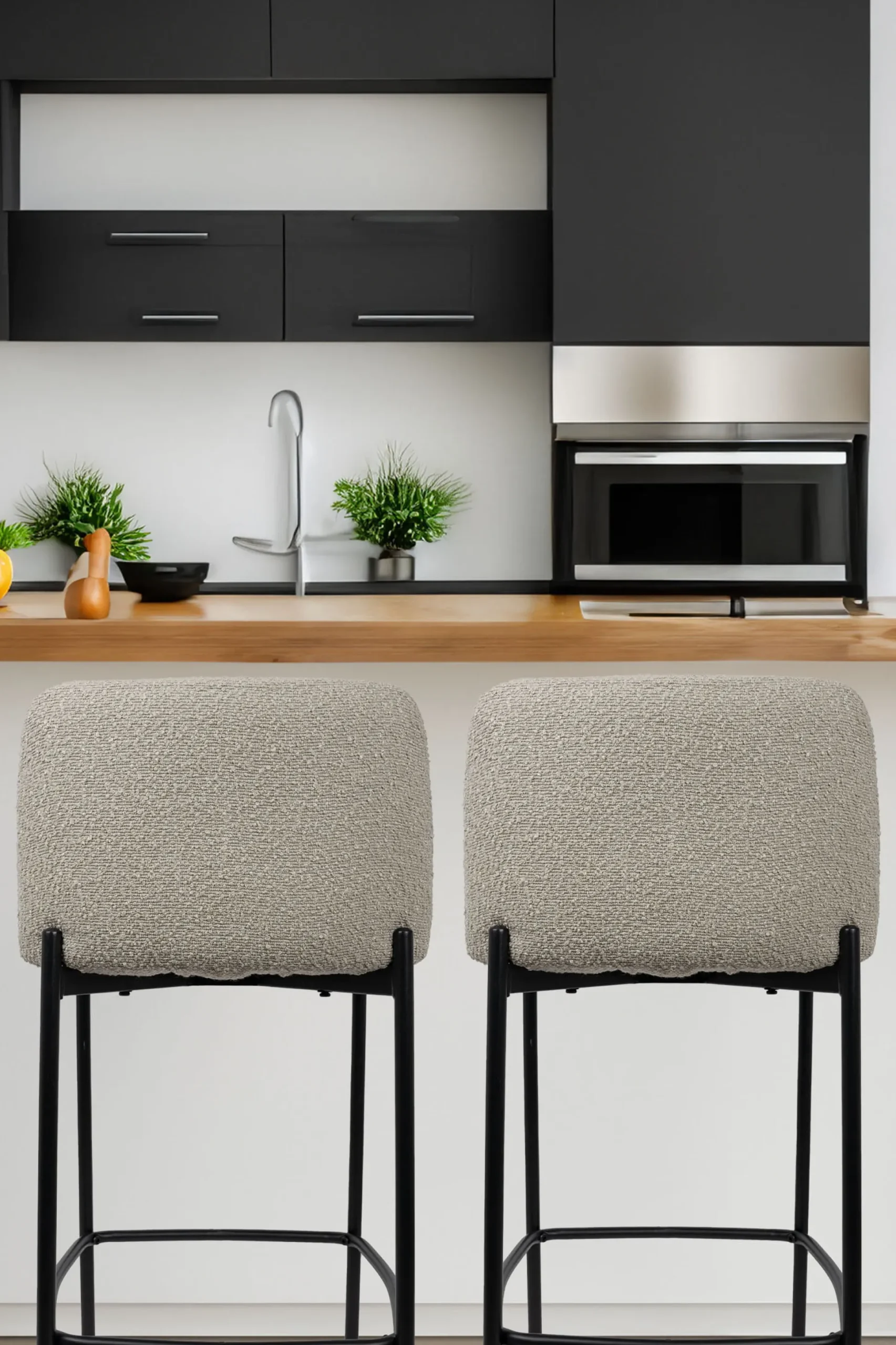 Barkruk Lylou Zand Stof – Set van 2