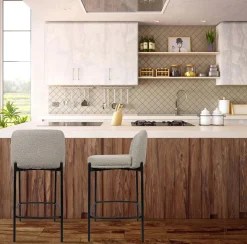 Barkruk Lylou Zand Stof – Set van 2