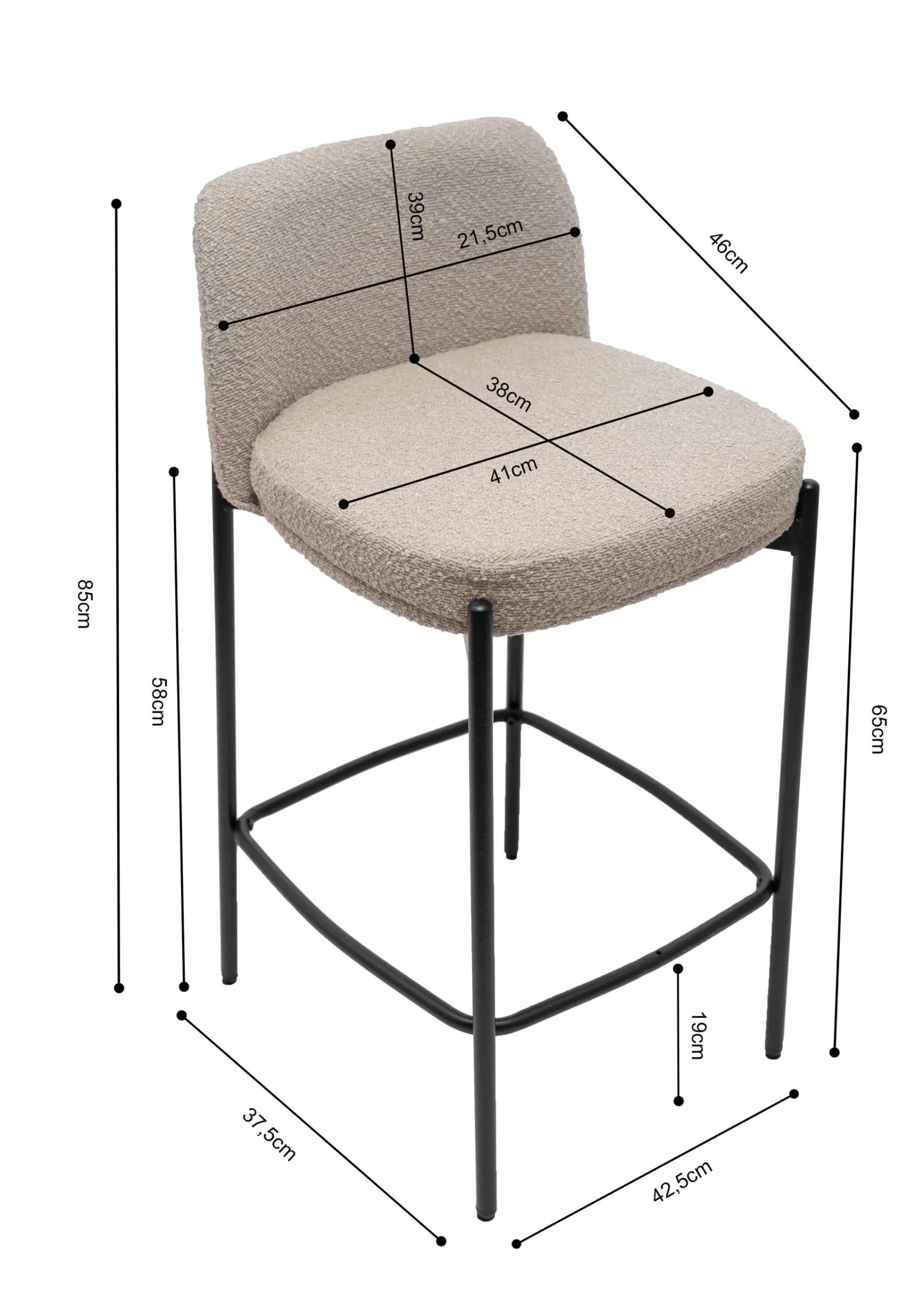 Barkruk Lylou Zand Stof – Set van 2