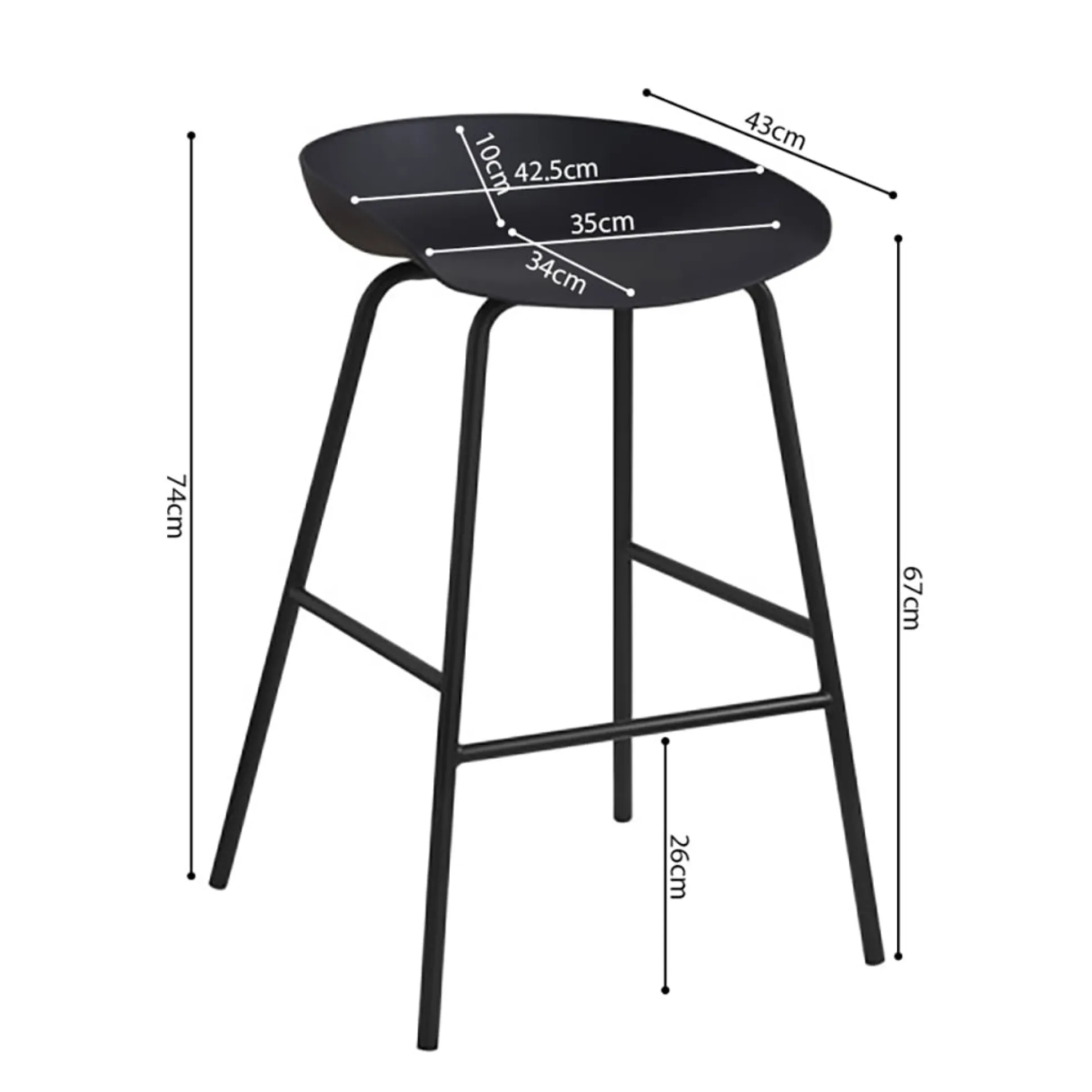 Barkruk Mickey Zwart – Set van 4