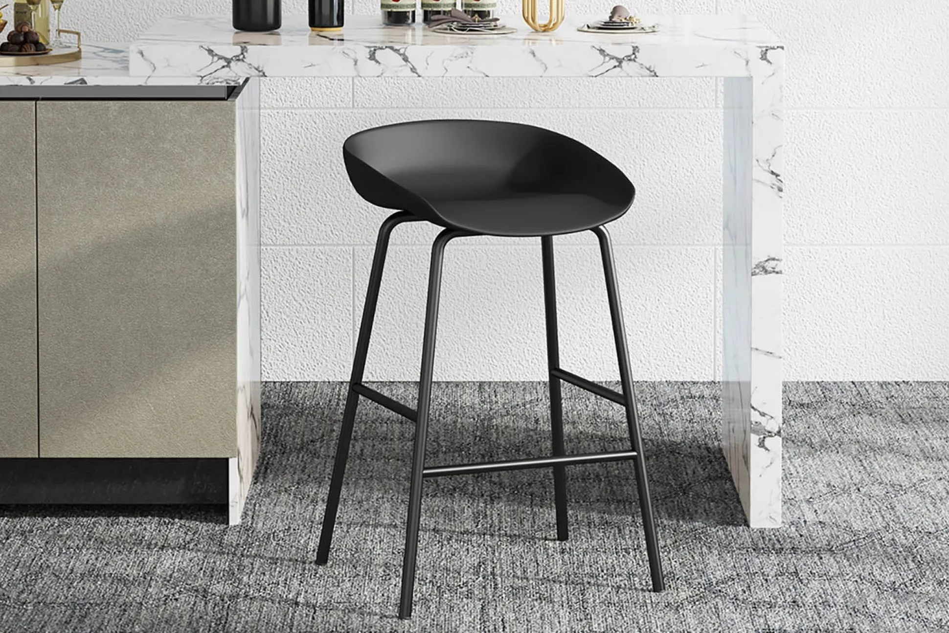 Barkruk Mickey Zwart – Set van 4