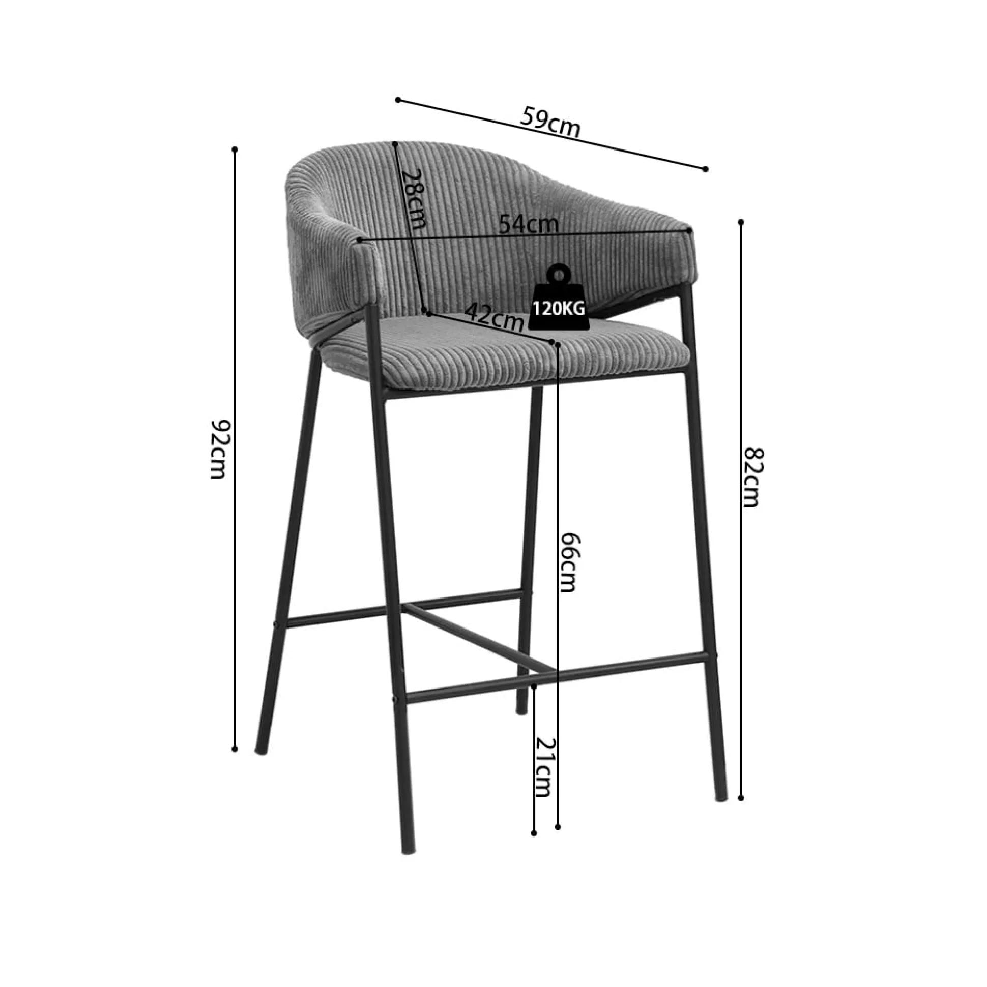 Barkruk Vieve Donkergrijs – Set van 2