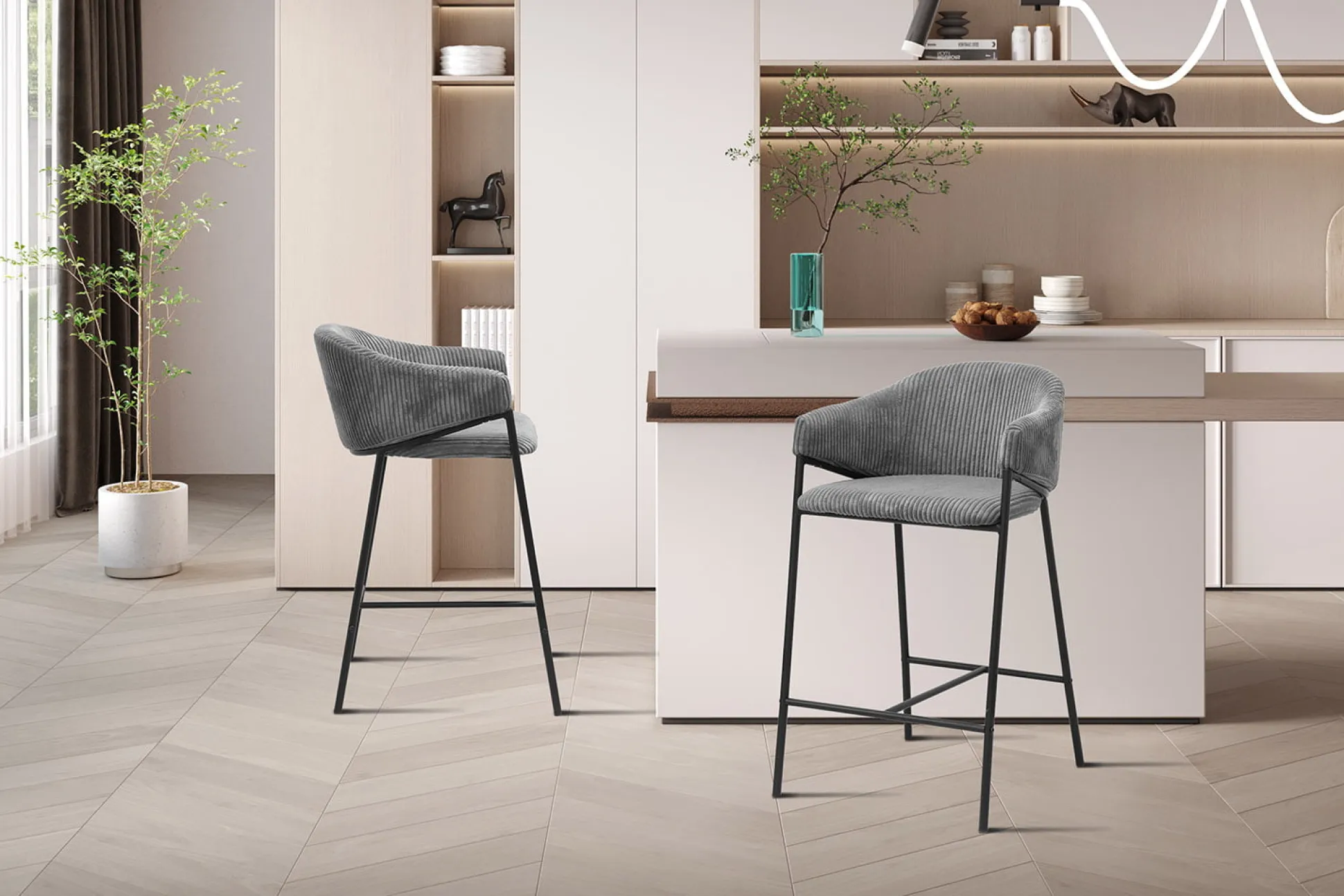 Barkruk Vieve Donkergrijs – Set van 2