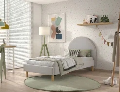 Bed Victoria Bouclé Grijs 90×200 cm