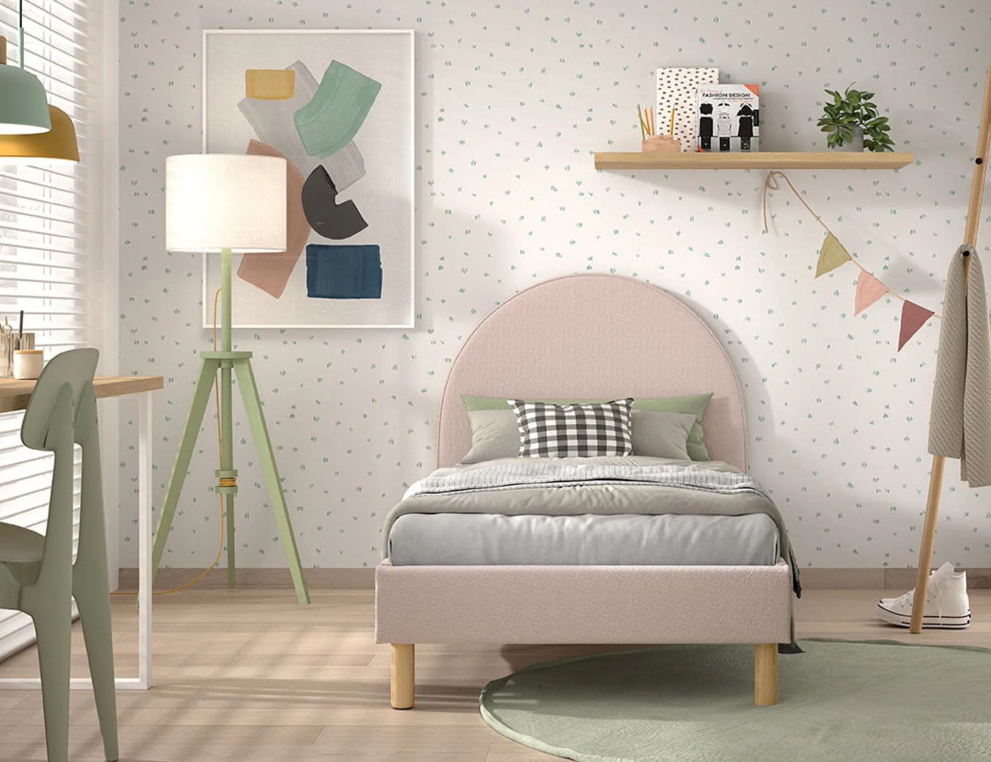 Bed Victoria Bouclé Roze 90×200 cm