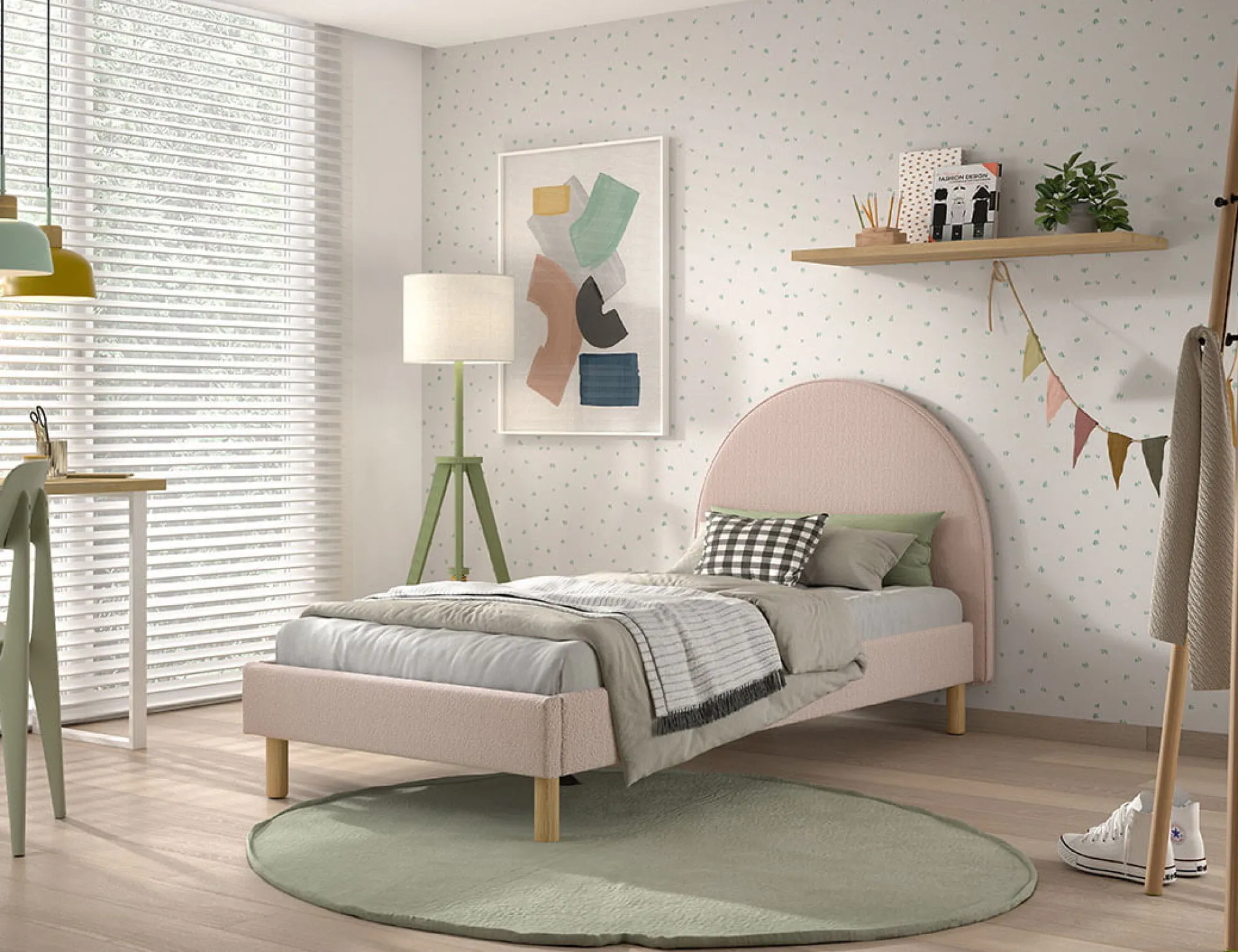 Bed Victoria Bouclé Roze 90×200 cm