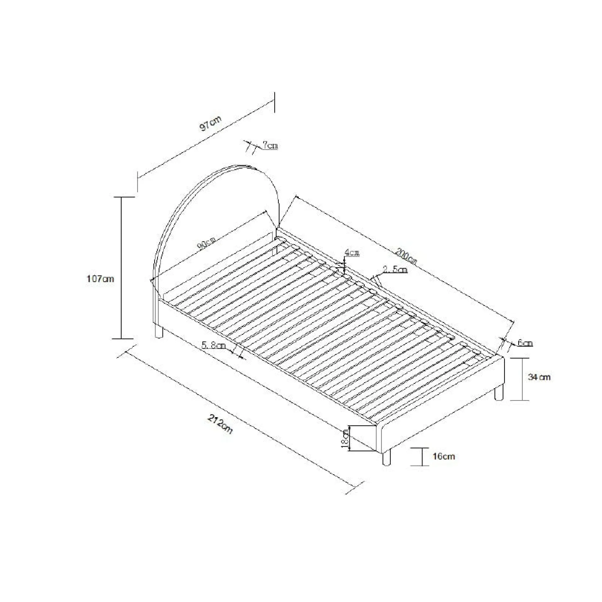 Bed Victoria Bouclé Roze 90×200 cm