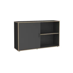 Bijzetkast Fabian Antraciet Eiken