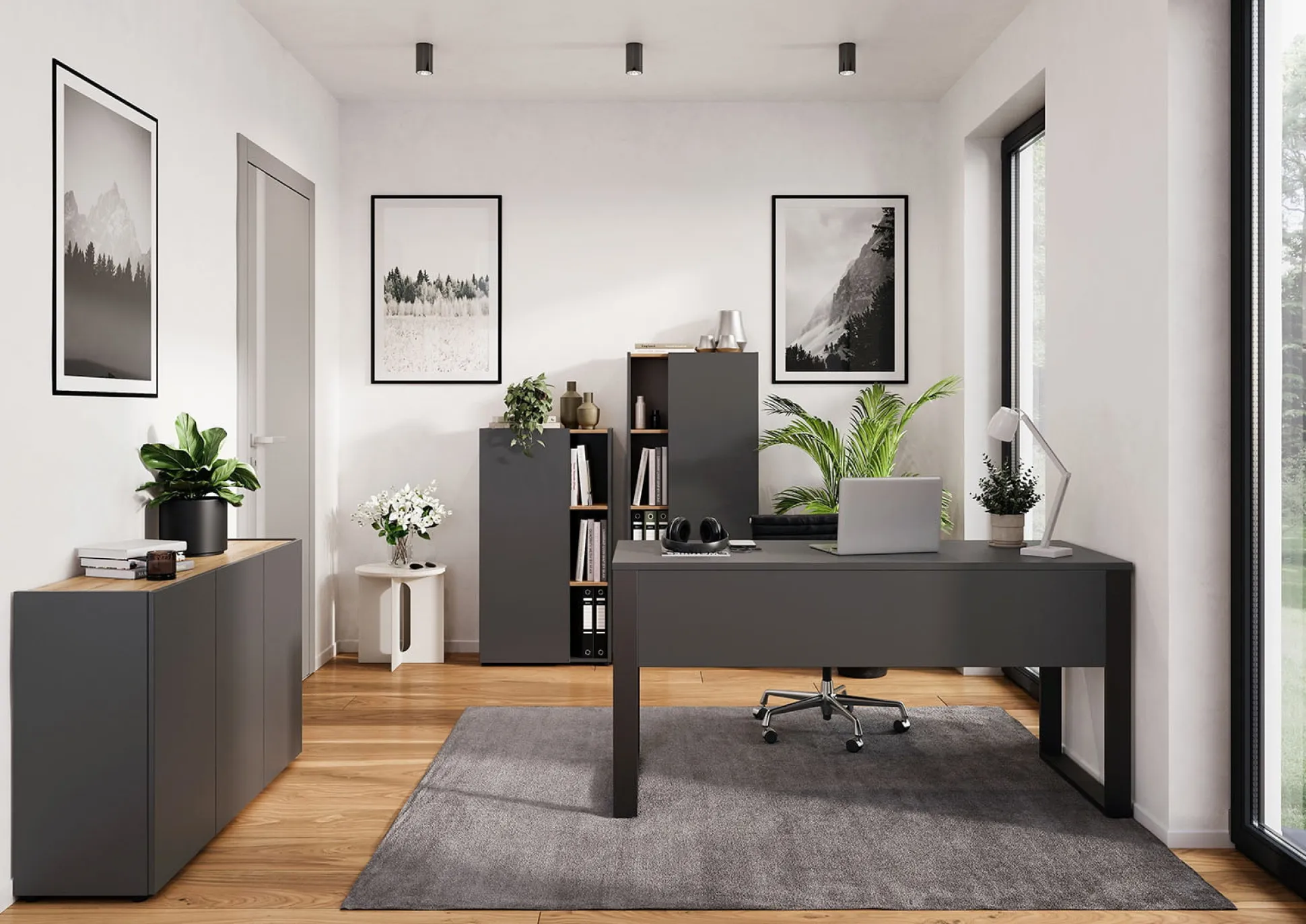 Bureau Orlando Grafiet Eiken 150 cm