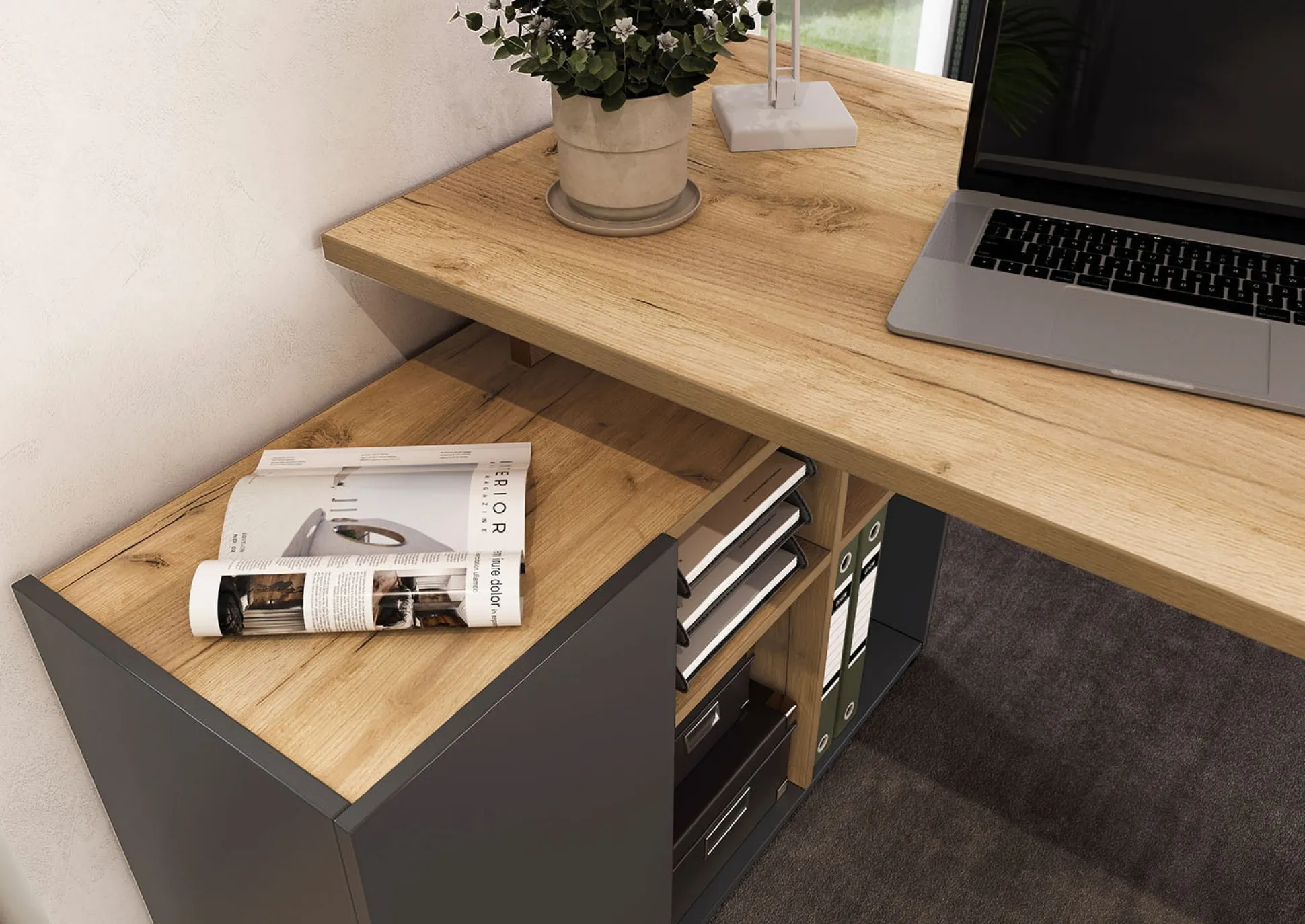 Bureau Orlando Grafiet Eiken 120 cm