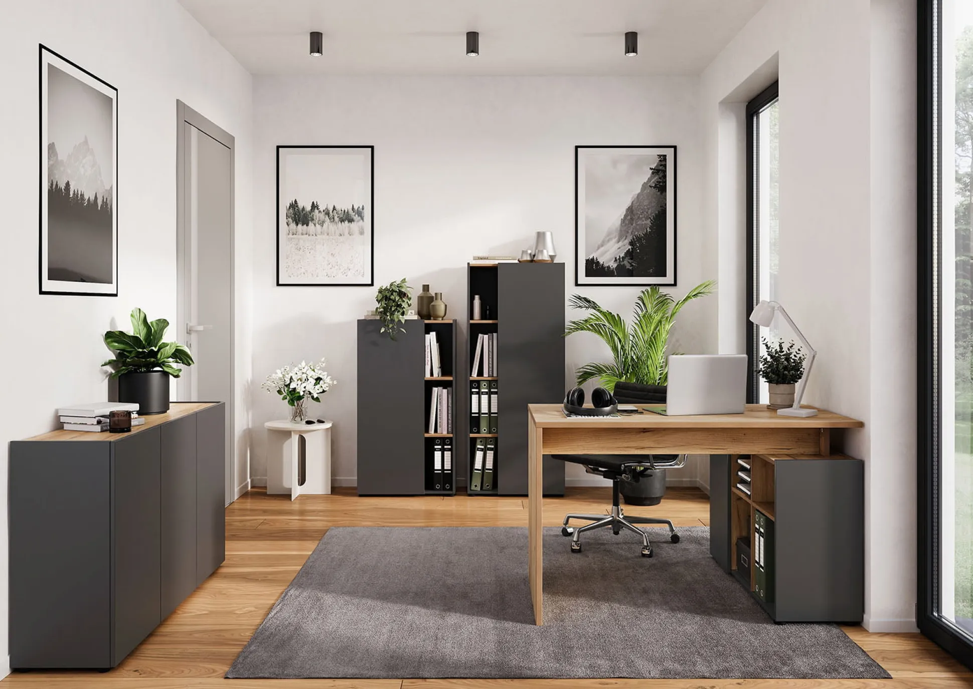 Bureau Orlando Grafiet Eiken 120 cm