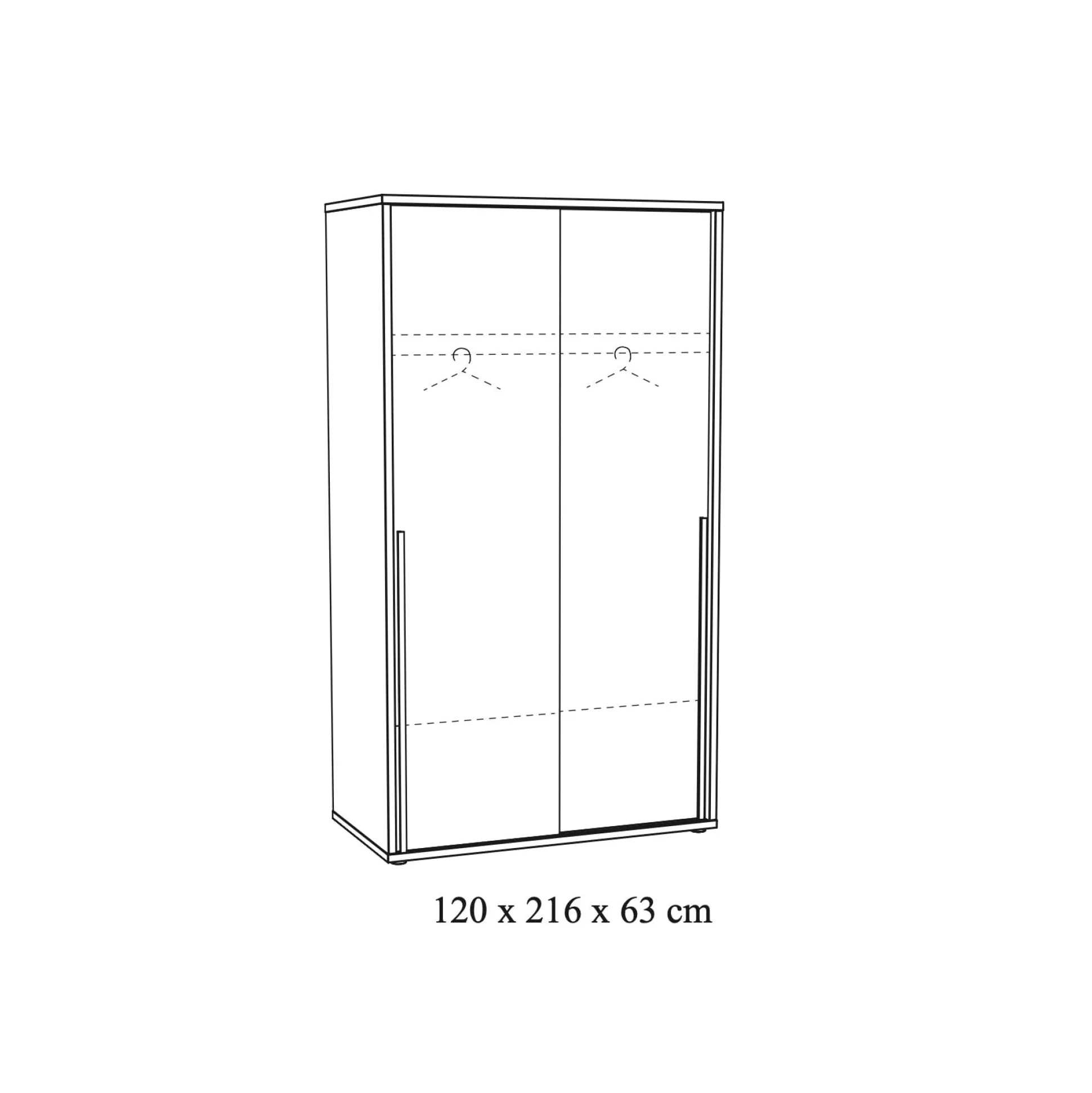 2-deurs schuifdeurkast Edison 120cm